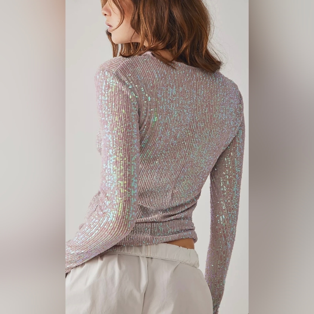 Free People Gold Rush Sequin Top - Picture 8 of 9